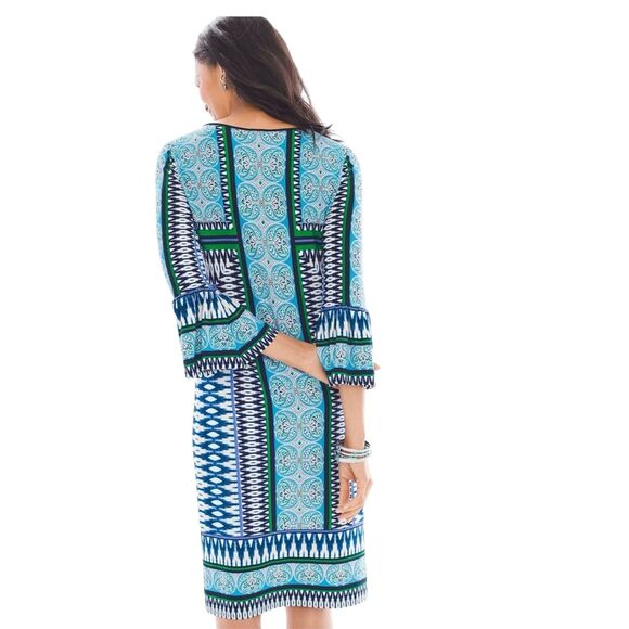 Chicos Bordered Tile Vibrant Print Dress in Blue Multi Size 0 (small) NWT - Picture 4 of 8